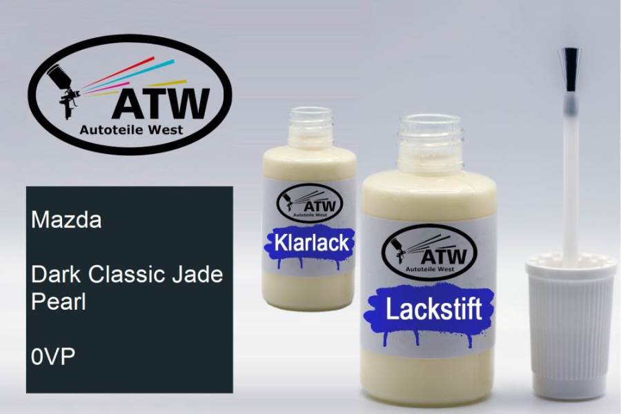 Mazda, Dark Classic Jade Pearl, 0VP: 20ml Lackstift + 20ml Klarlack - Set, von ATW Autoteile West.